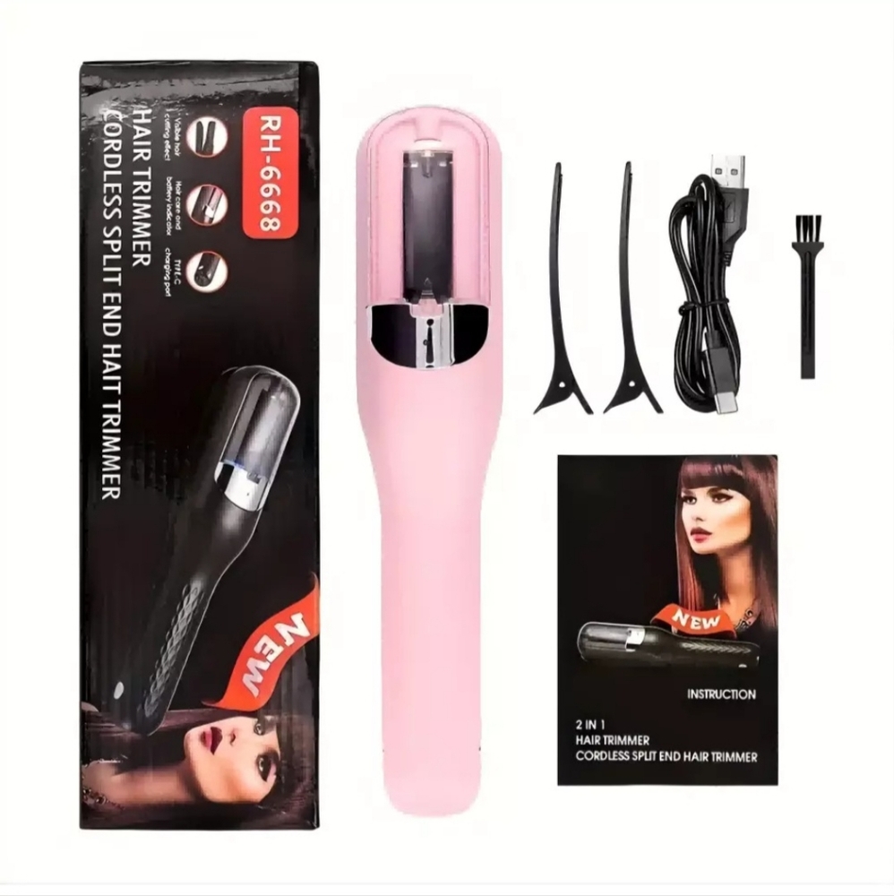 Hair Trimmer Cordless Split End Hair Trimmer, Type C Charging, Color: Pink, New